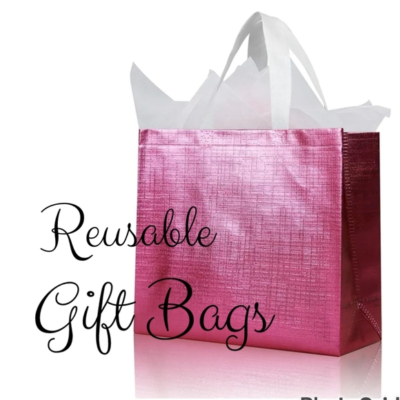 $5 Reusable Tote Gift Bags Large Handles & Insert 12.6 x 11 x 4.7" Pink Or Aqua - Picture 10 of 11